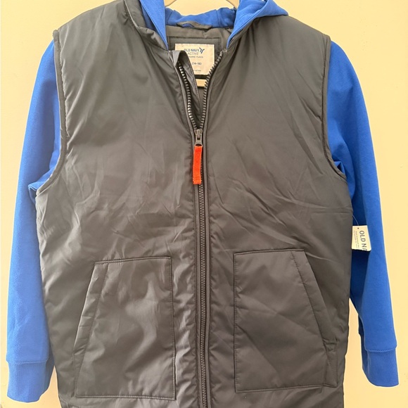 Old Navy Navy Puffer Vest with Bright Blue Hoodie - Picture 2 of 6